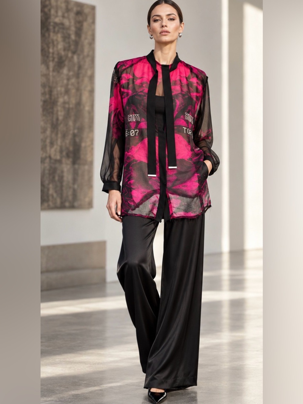 Diesel Blouse in Black & Pink